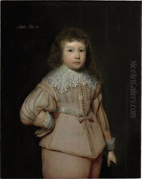 Portrait Of A Young Boy Thought To Be Lucius Cary Oil Painting by Cornelius Janssens Van Ceulen