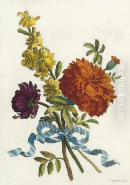 [flower Studies]: Four Plates And [mythological Scenes]: Four Plates Oil Painting by Jean Baptiste Jorand