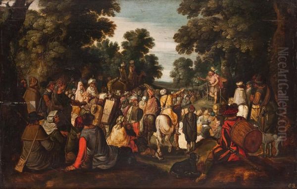 Die Waldpredigt Johannes Des Taufers Oil Painting by Hans Jordaens I