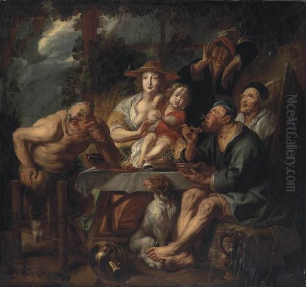 Satyr And Peasant Oil Painting by Jacob Jordaens