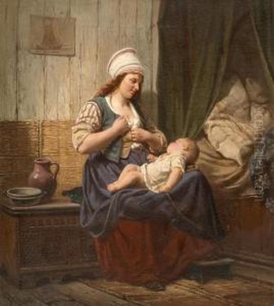 Mutter Mit Kind Oil Painting by Rudolf Jordan