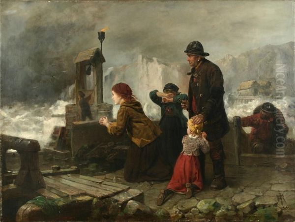 Sturmlauten Auf Helgoland Oil Painting by Rudolf Jordan