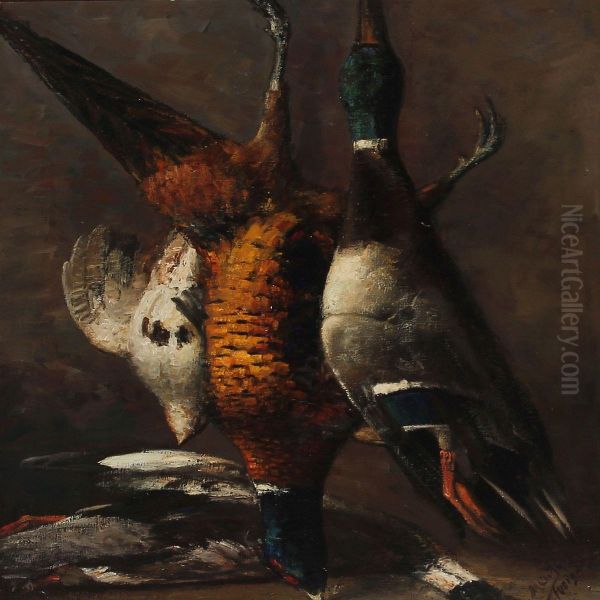 Nature Morte With Game Oil Painting by M. Chr. Jorgensen