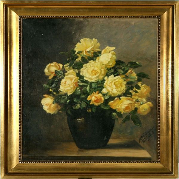 In A Vase Oil Painting by M. Chr. Jorgensen