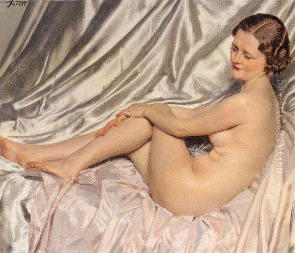 Jeune Femme Nue Allongee Oil Painting by Maurice Joron