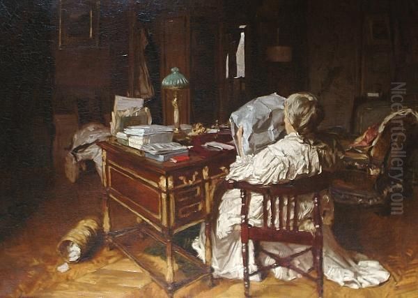 The Study Oil Painting by Maurice Joron