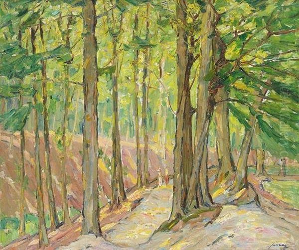 Waldbild (das Butendieker Geholz In Lilienthal) Oil Painting by Carl Jorres