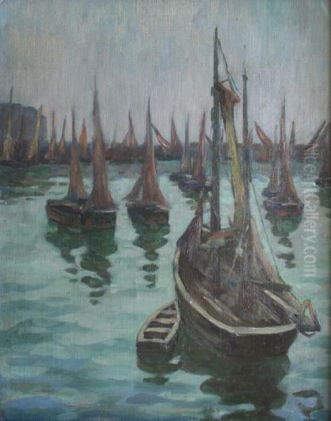 Harbour At St. Ives, Cornwall Oil Painting by A.E. Hope Joseph