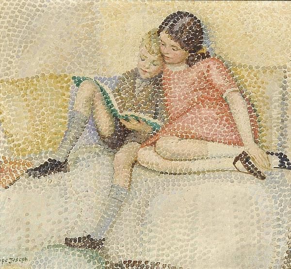 The Story Book Oil Painting by A.E. Hope Joseph