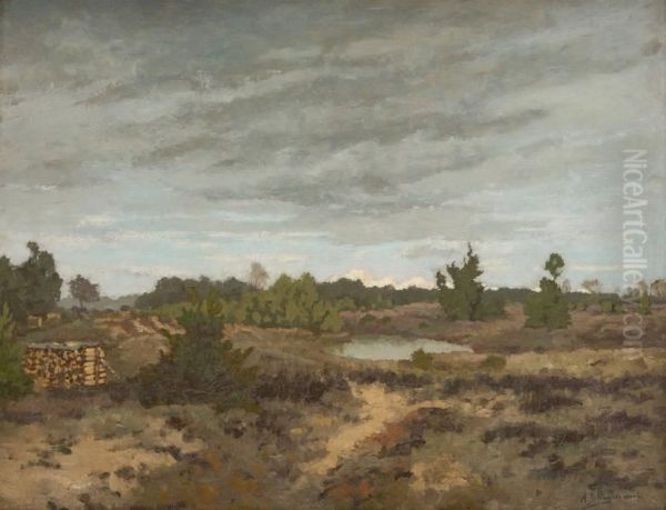 Stere De Bois Sur Fond De Paysage Oil Painting by Adrien Joseph Heymans