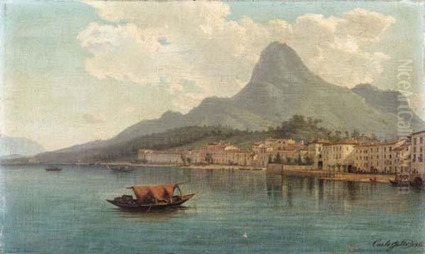 Veduta Del Paese Di Malgrate Oil Painting by Carlo Jotti