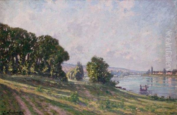 La Seine A Rouen Oil Painting by Leon Joubert