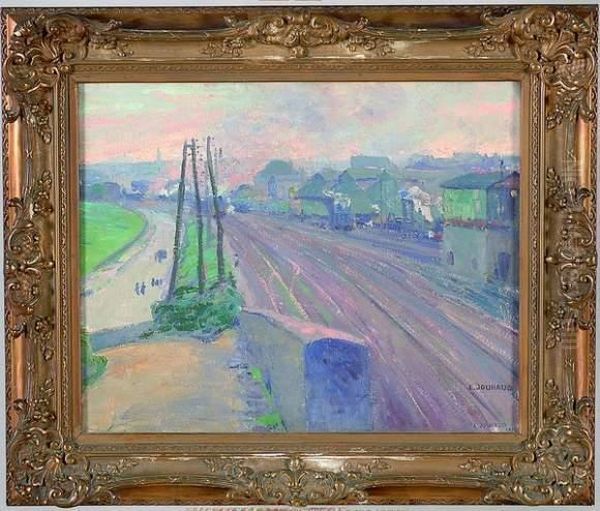 Gare En Region Parisienne Oil Painting by Leon Jouhaud