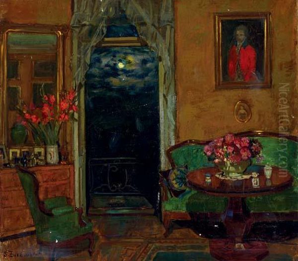 Moonlit Room Oil Painting by Stanislav Iulianov. Joukovski