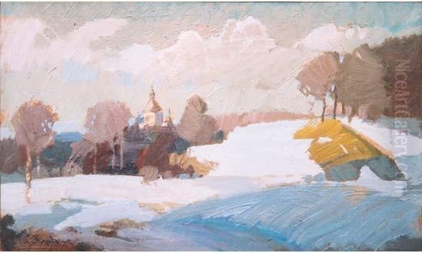 Paysage A La Petite Chapelle Oil Painting by Stanislav Iulianov. Joukovski