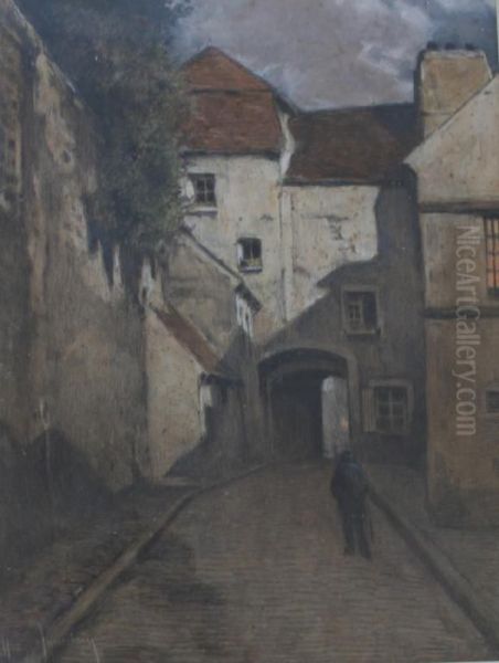 Figure On A French Village Street Oil Painting by Henri Jourdain