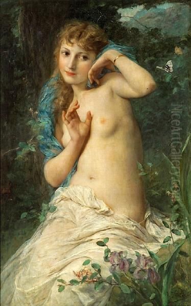 Le Papillon Oil Painting by Adolphe Jourdan