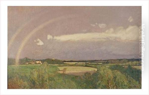 Arc En Ciel Sur La Dombe Oil Painting by Louis Jourdan