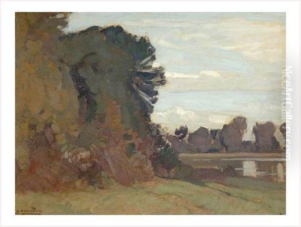 L'etang Pres De La Foret Oil Painting by Louis Jourdan