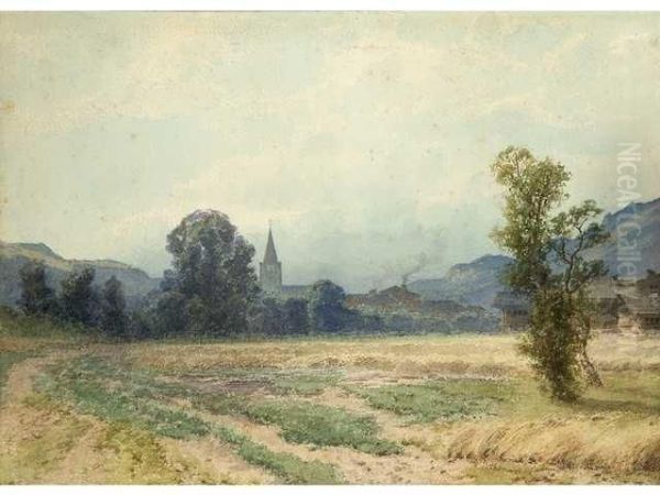 Paysage Du Dauphine. Oil Painting by Louis Marie Adrien Jourdeuil