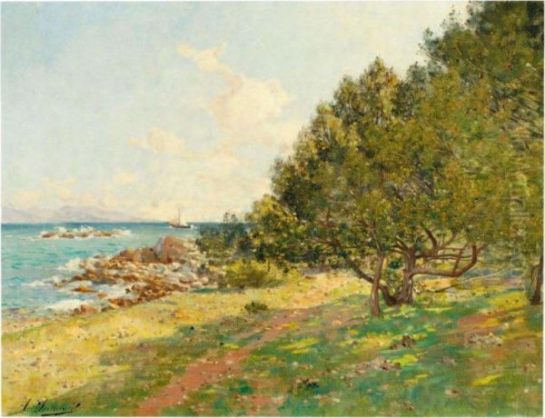 Bord De Mer Oil Painting by Louis Marie Adrien Jourdeuil