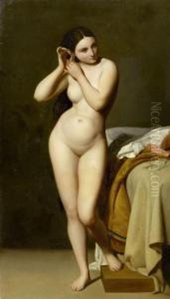 A Lady At Her Toilette Oil Painting by Paul Jourdy