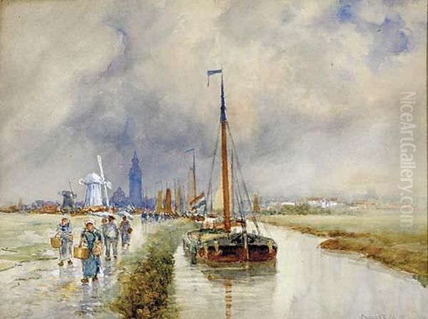 Near Ghent Flanders Oil Painting by Jacques Jules Joussay