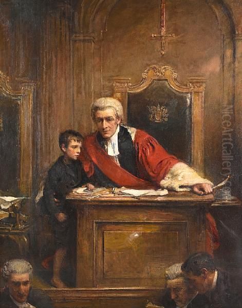 Le Juge Et L'enfant Innocent Demoin D'uncrime Oil Painting by George William Joy