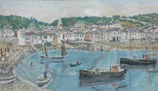 Mousehole Harbour. Oil Painting by George William Joy