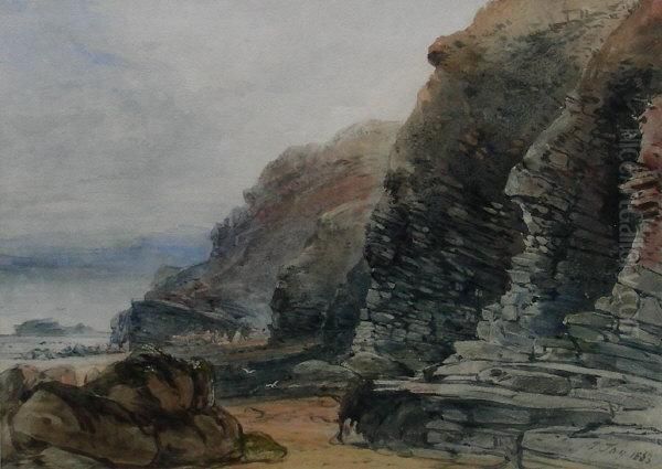 The Old Marl Cliff Whitby Before It Fell Oil Painting by Jessie Joy