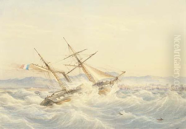 Fighting The Mistral Oil Painting by John Cantiloe Joy