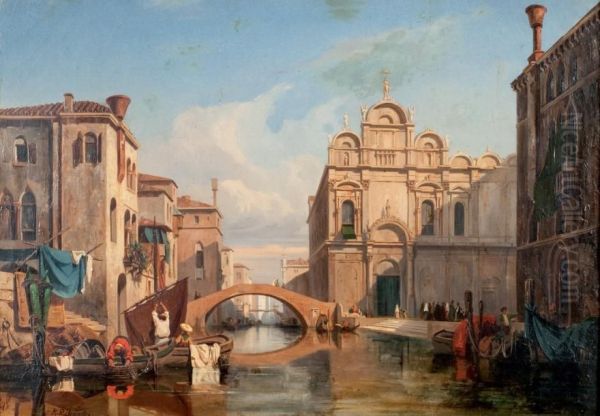 Vue De Venise Oil Painting by Jules Romain Joyant