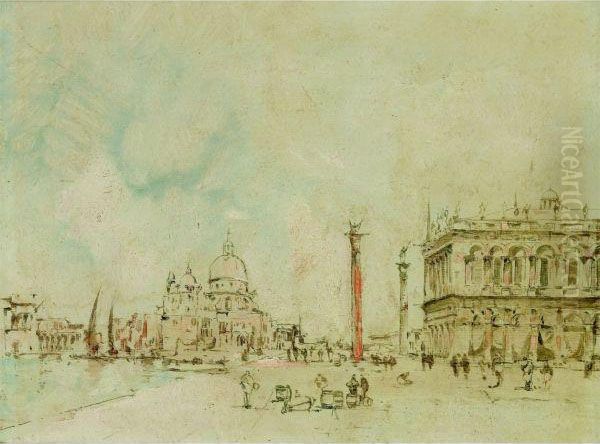 La Place Saint Marc A Venise Oil Painting by Jules Romain Joyant