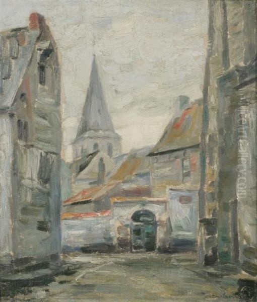 Village View With Bell Tower Oil Painting by De Swerts Joz