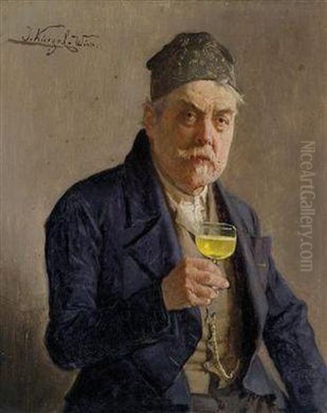 A Good Sip Oil Painting by Kinzel Jozef