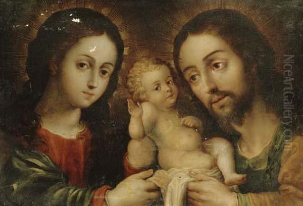 The Holy Family Oil Painting by Nicolas Rodriguez Juarez