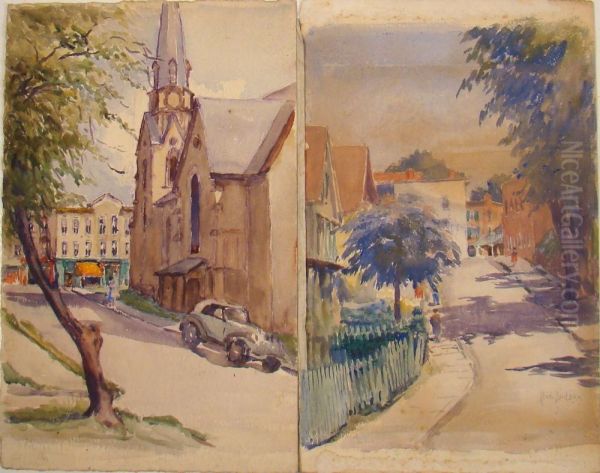 Two Street Scenes Oil Painting by Alice Judson