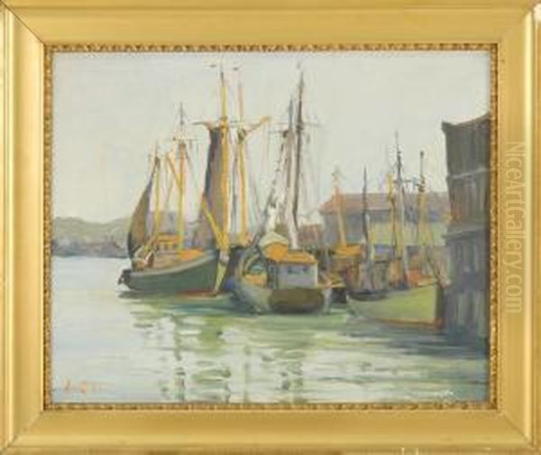 North Shore Harbor Scene Oil Painting by Alice Judson