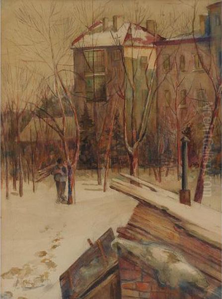 Winter Scene Oil Painting by Alfred Juergens