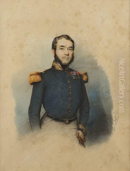 Portrait De L'amiral Auguste Nicolas Vaillat Oil Painting by Clotilde Juillerat