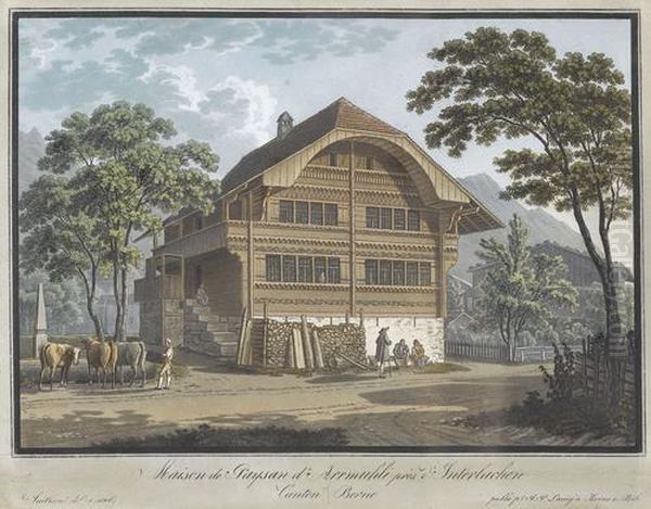 Maison De Paysan D'arrmuhli Pres D'interlaken Oil Painting by Jacques Henri Juillerat