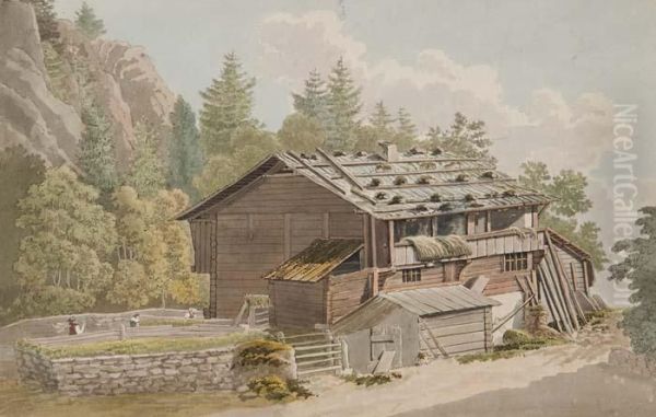 Schweizer Berghutte Oil Painting by Jacques Henri Juillerat