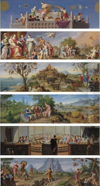 Six Paintings Representing An Allegory Of The Arts And Sciences In Spain Oil Painting by Verdu Julian