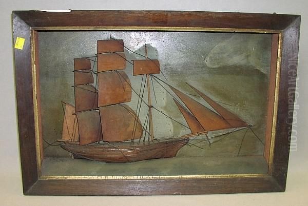 Varnished Hull With Carved Wooden Sails, In Need Of Some Restoration. Oil Painting by Verdu Julian