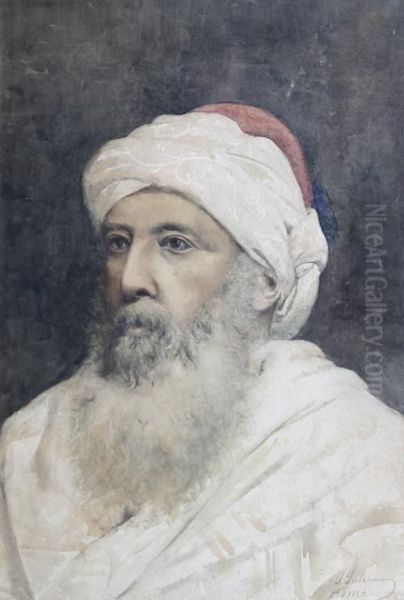 Portrait Of An Arab Gentleman Oil Painting by Jose Juliana Albert