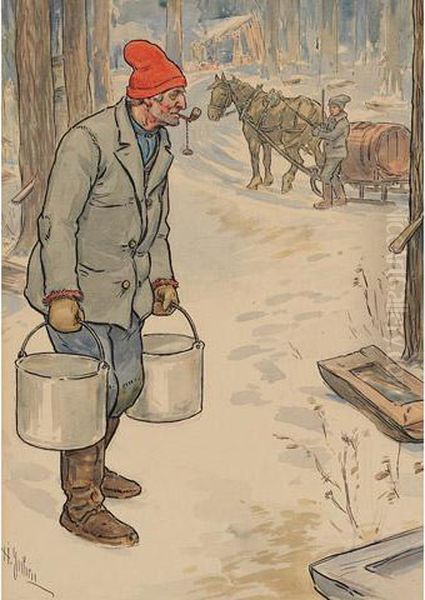 In The Sugar Bush Oil Painting by Octave-Henri Julien