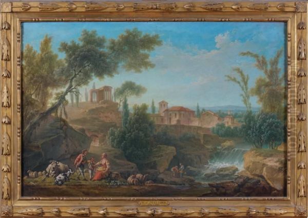 Paysage Aux Bergers Et A L'architecture Antique Oil Painting by Nicolas-Jacques Juliard