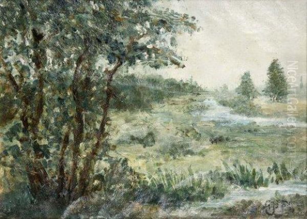 Paysage Oil Painting by Gustave Adolf Jundt