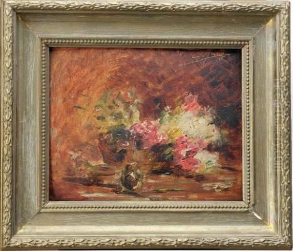 Panier De Fleurs Oil Painting by Charles Frederic Jung