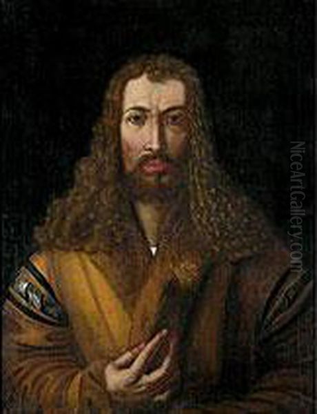 Selbstportrait Albrecht Durers
 Ol Auf Leinwand. Altdoubliert. Oil Painting by Johann Christian Jung